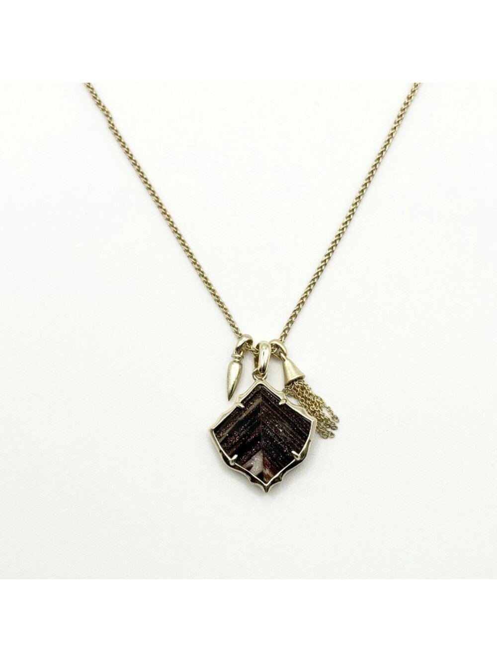 Kendra Scott Arlet Gold Pendant Necklace In Brown Dusted Glass